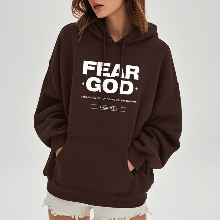 Christianartworkshop Classic Quotation Style Fear God Faith Blessed Fleece Lined Polyester Hoodie - image 19