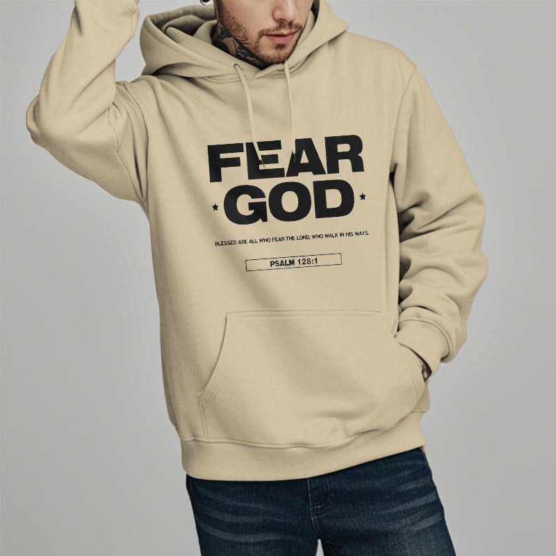 Christianartworkshop Classic Quotation Style Fear God Faith Blessed Fleece Lined Polyester Hoodie - image 13