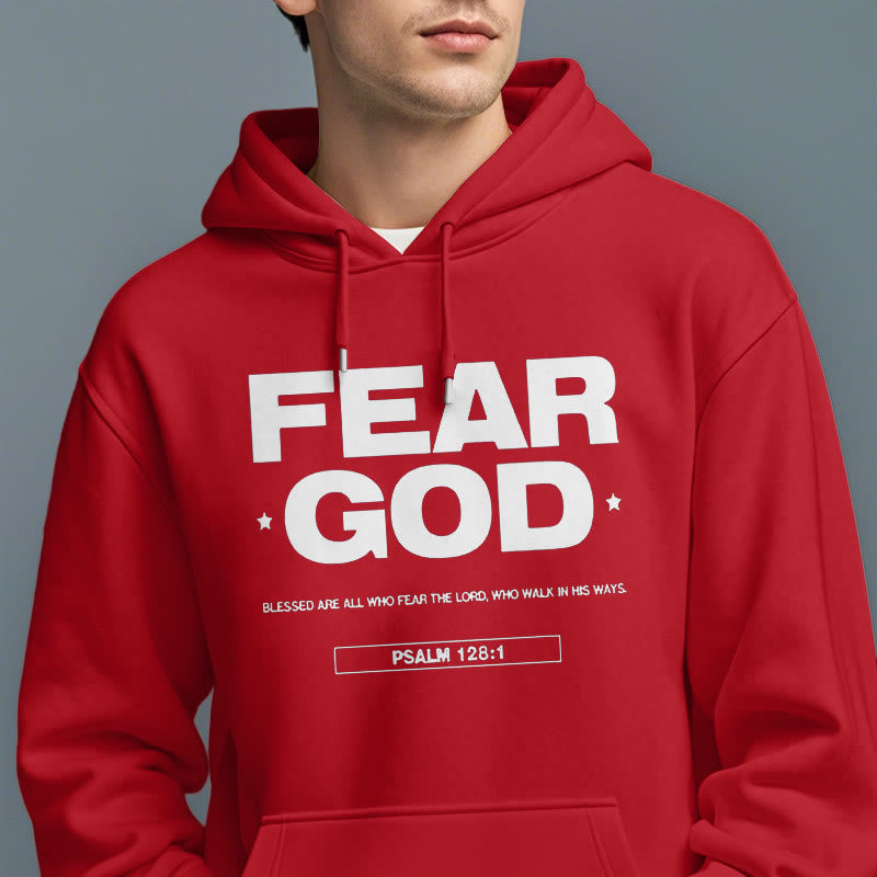 Christianartworkshop Classic Quotation Style Fear God Faith Blessed Fleece Lined Polyester Hoodie - image 38