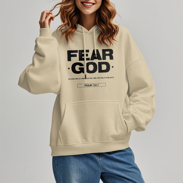 Christianartworkshop Classic Quotation Style Fear God Faith Blessed Fleece Lined Polyester Hoodie - image 14