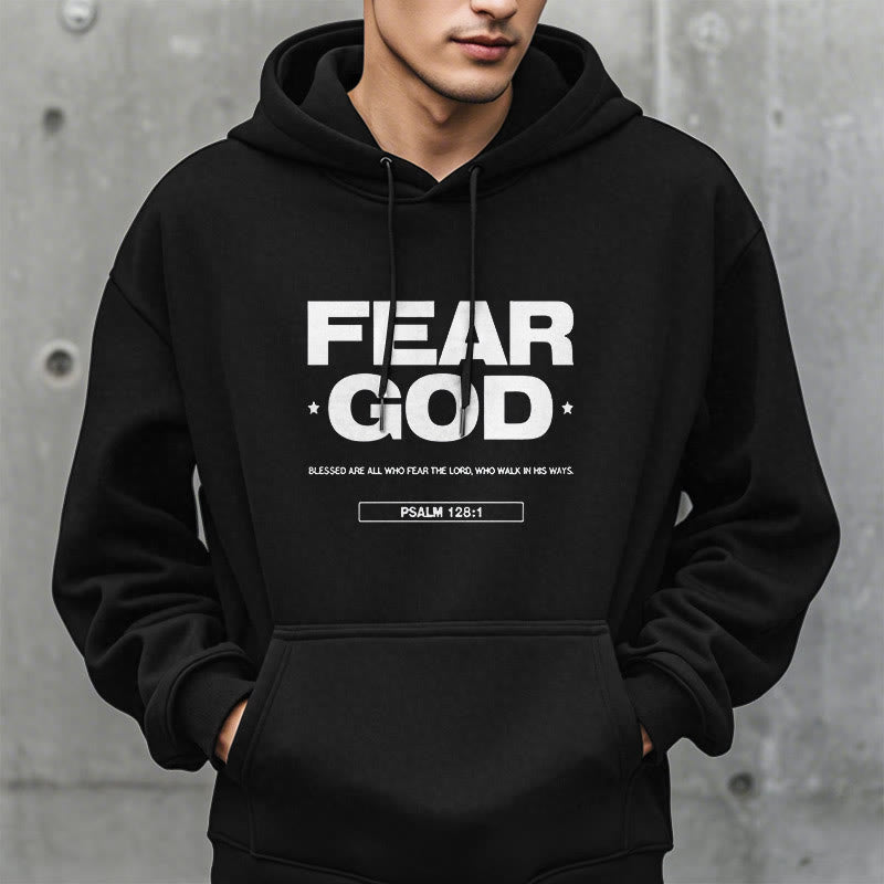 Christianartworkshop Classic Quotation Style Fear God Faith Blessed Fleece Lined Polyester Hoodie - image 2
