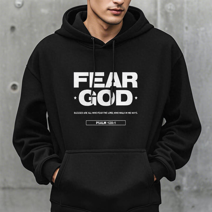 Christianartworkshop Classic Quotation Style Fear God Faith Blessed Fleece Lined Polyester Hoodie - image 2
