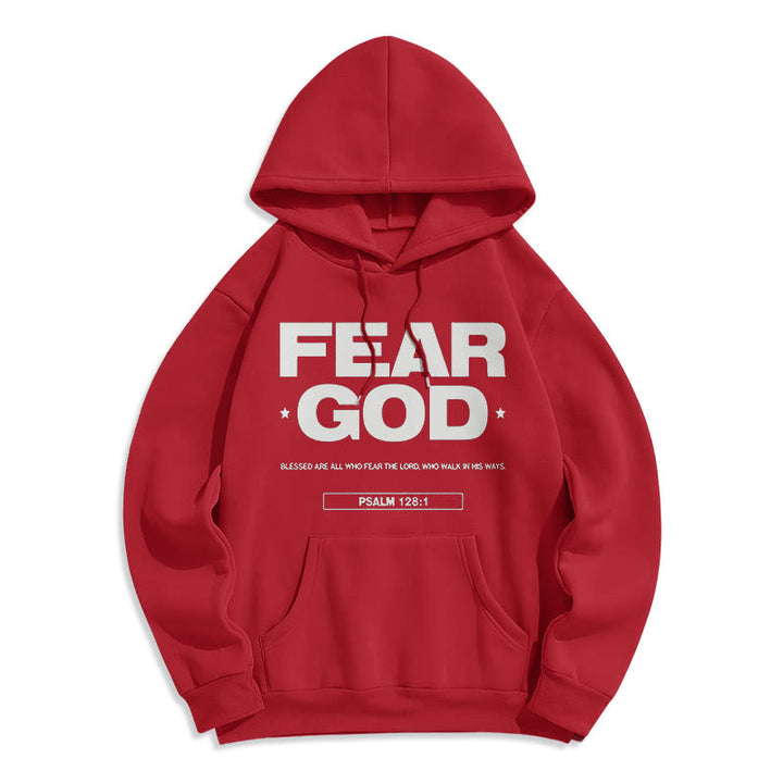 Christianartworkshop Classic Quotation Style Fear God Faith Blessed Fleece Lined Polyester Hoodie - Red - 2XL - image 36