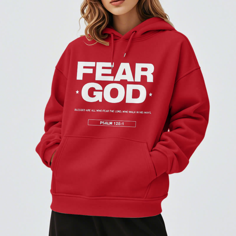 Christianartworkshop Classic Quotation Style Fear God Faith Blessed Fleece Lined Polyester Hoodie - image 39