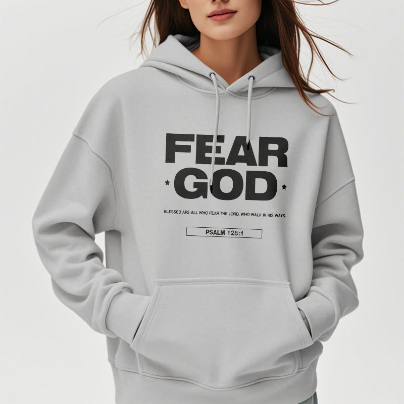 Christianartworkshop Classic Quotation Style Fear God Faith Blessed Fleece Lined Polyester Hoodie - image 33