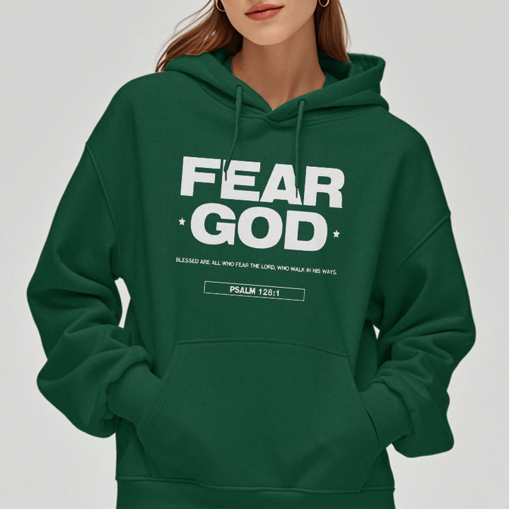 Christianartworkshop Classic Quotation Style Fear God Faith Blessed Fleece Lined Polyester Hoodie - image 23