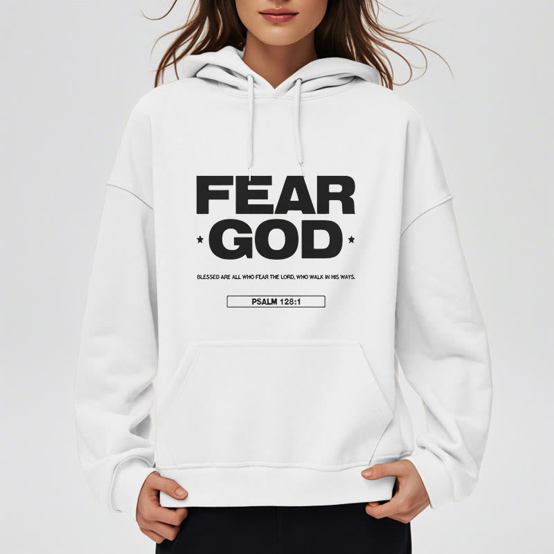 Christianartworkshop Classic Quotation Style Fear God Faith Blessed Fleece Lined Polyester Hoodie - image 9