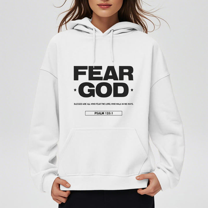 Christianartworkshop Classic Quotation Style Fear God Faith Blessed Fleece Lined Polyester Hoodie - image 9