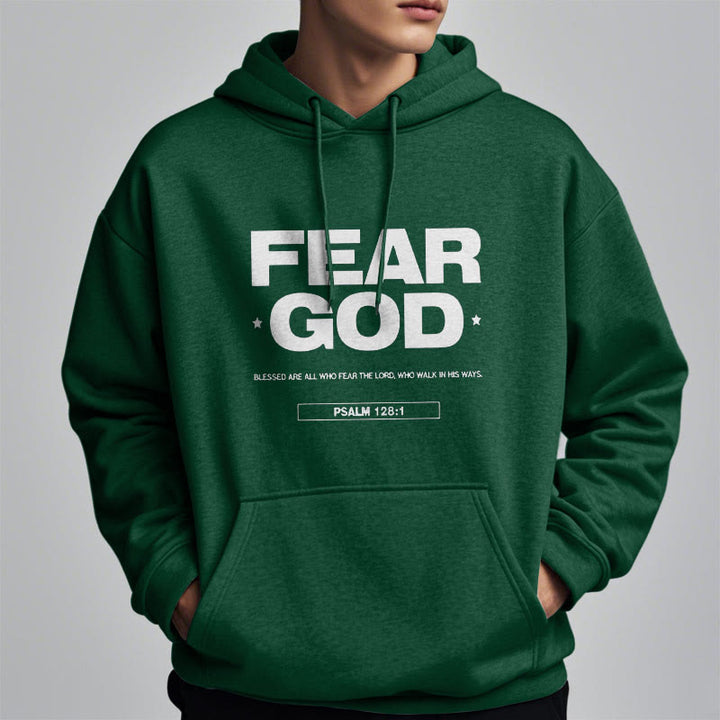Christianartworkshop Classic Quotation Style Fear God Faith Blessed Fleece Lined Polyester Hoodie - image 24