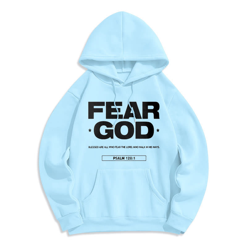 Christianartworkshop Classic Quotation Style Fear God Faith Blessed Fleece Lined Polyester Hoodie - Blue - 2XL - image 26