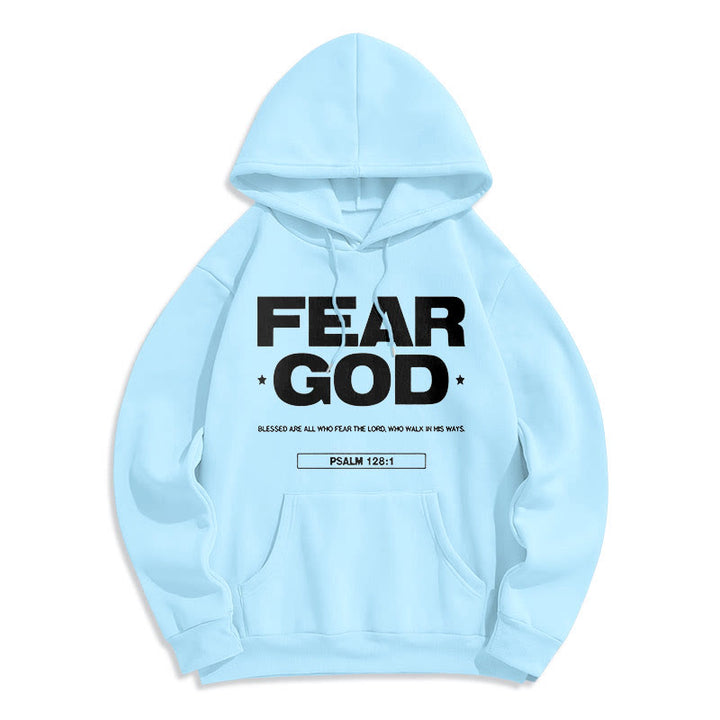 Christianartworkshop Classic Quotation Style Fear God Faith Blessed Fleece Lined Polyester Hoodie - Blue - 2XL - image 26