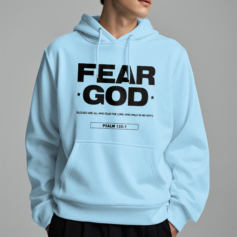 Christianartworkshop Classic Quotation Style Fear God Faith Blessed Fleece Lined Polyester Hoodie - image 29