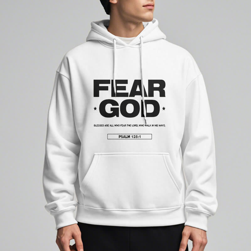 Christianartworkshop Classic Quotation Style Fear God Faith Blessed Fleece Lined Polyester Hoodie - image 8