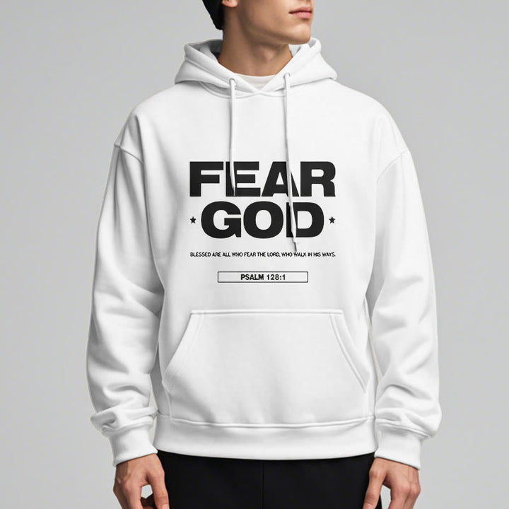 Christianartworkshop Classic Quotation Style Fear God Faith Blessed Fleece Lined Polyester Hoodie - image 8