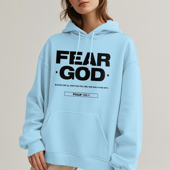 Christianartworkshop Classic Quotation Style Fear God Faith Blessed Fleece Lined Polyester Hoodie - image 28