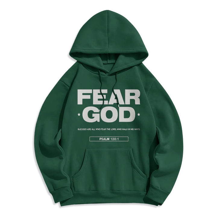 Christianartworkshop Classic Quotation Style Fear God Faith Blessed Fleece Lined Polyester Hoodie - Green - 2XL - image 21