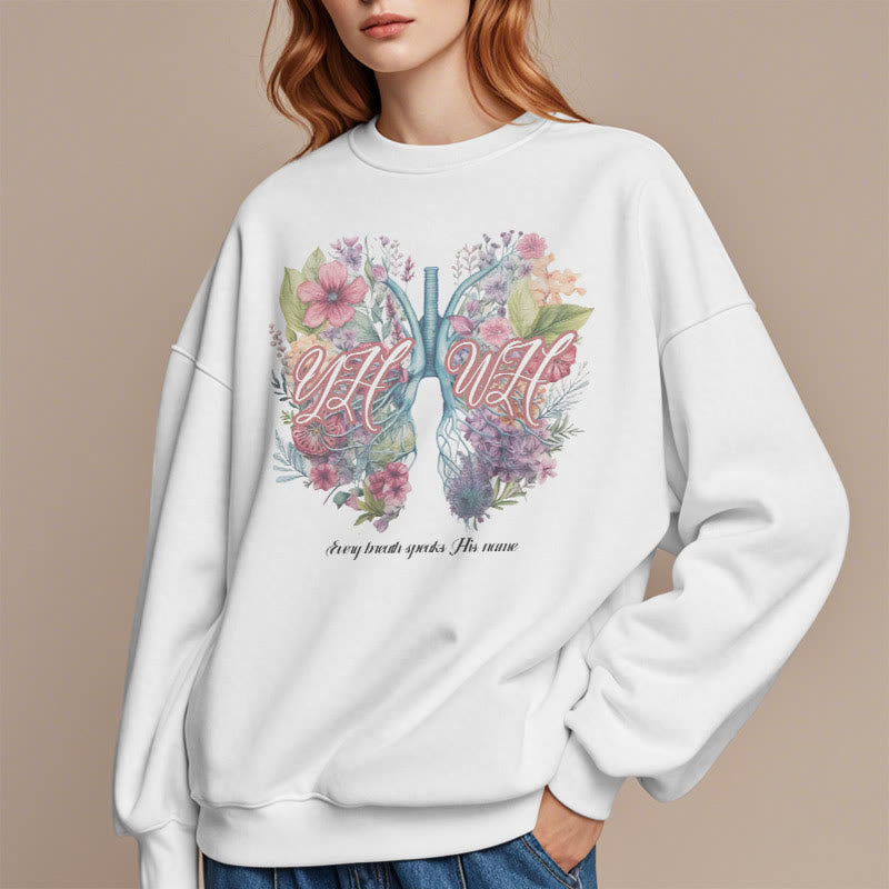 Christianartworkshop Colored Style Every Breath Speaks His Name Fleece Lined Polyester Sweatshirt - image 2