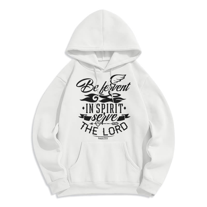 Christianartworkshop Modern Style Be Fervent In Spirit Fleece Lined Polyester Hoodie - White - 2XL - image 1