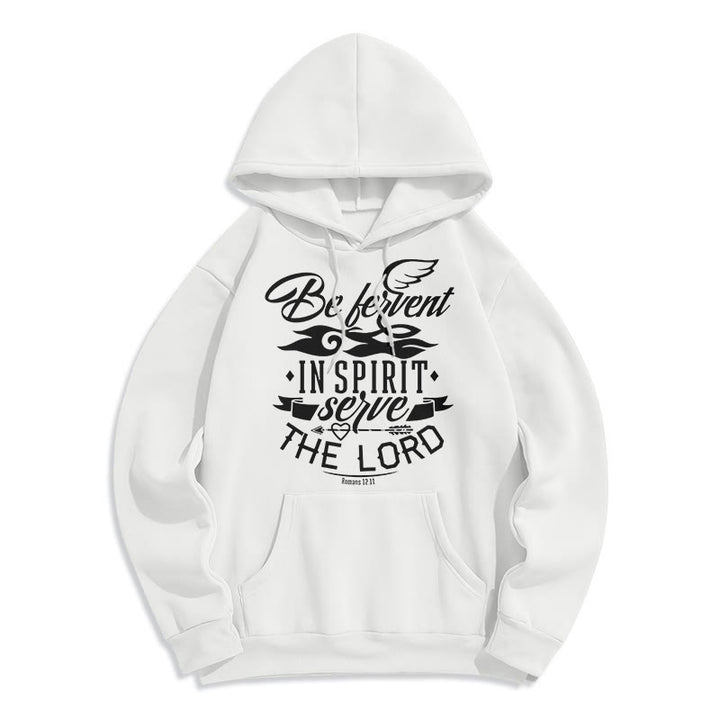 Christianartworkshop Modern Style Be Fervent In Spirit Fleece Lined Polyester Hoodie - White - 2XL - image 1