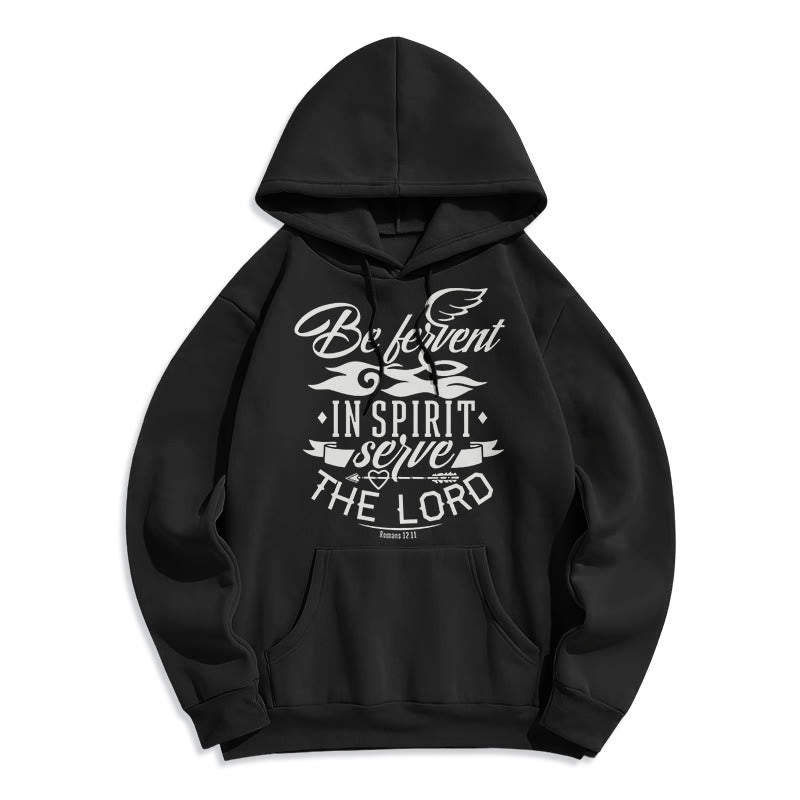 Christianartworkshop Modern Style Be Fervent In Spirit Fleece Lined Polyester Hoodie - Black - 2XL - image 6