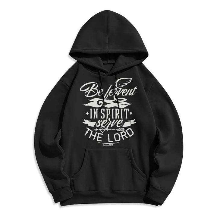 Christianartworkshop Modern Style Be Fervent In Spirit Fleece Lined Polyester Hoodie - Black - 2XL - image 6