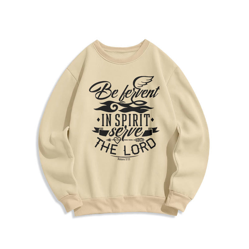 Christianartworkshop Modern Style Be Fervent In Spirit Fleece Lined Polyester Sweatshirt - Beige - 2XL - image 11