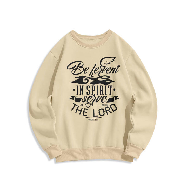Christianartworkshop Modern Style Be Fervent In Spirit Fleece Lined Polyester Sweatshirt - Beige - 2XL - image 11