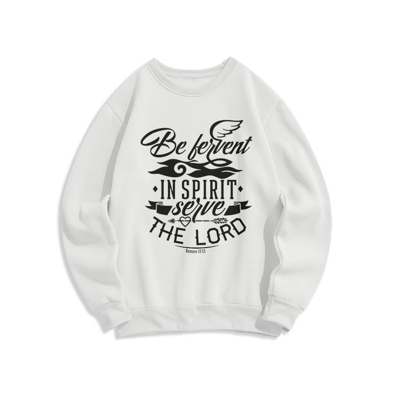 Christianartworkshop Modern Style Be Fervent In Spirit Fleece Lined Polyester Sweatshirt - White - 2XL - image 1