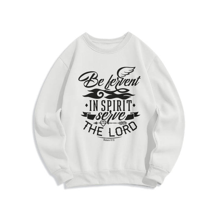 Christianartworkshop Modern Style Be Fervent In Spirit Fleece Lined Polyester Sweatshirt - White - 2XL - image 1