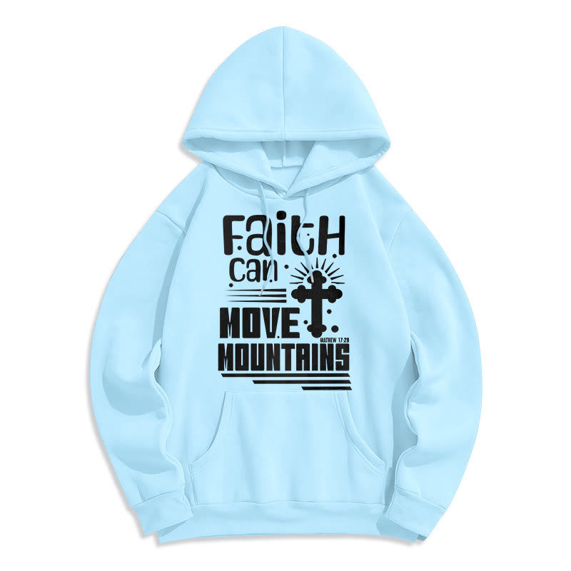 Christianartworkshop Modern Style Faith Can Move Mountains Fleece Lined Polyester Hoodie - Blue - 2XL - image 26