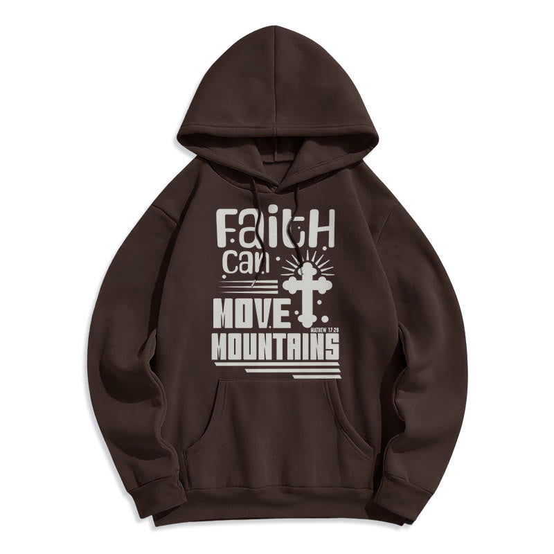 Christianartworkshop Modern Style Faith Can Move Mountains Fleece Lined Polyester Hoodie - Brown - 2XL - image 16