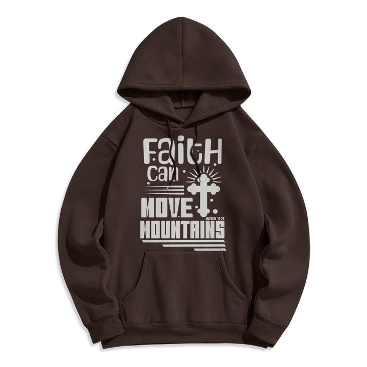 Christianartworkshop Modern Style Faith Can Move Mountains Fleece Lined Polyester Hoodie - Brown - 2XL - image 16