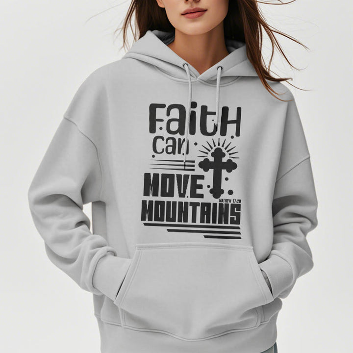 Christianartworkshop Modern Style Faith Can Move Mountains Fleece Lined Polyester Hoodie - image 33