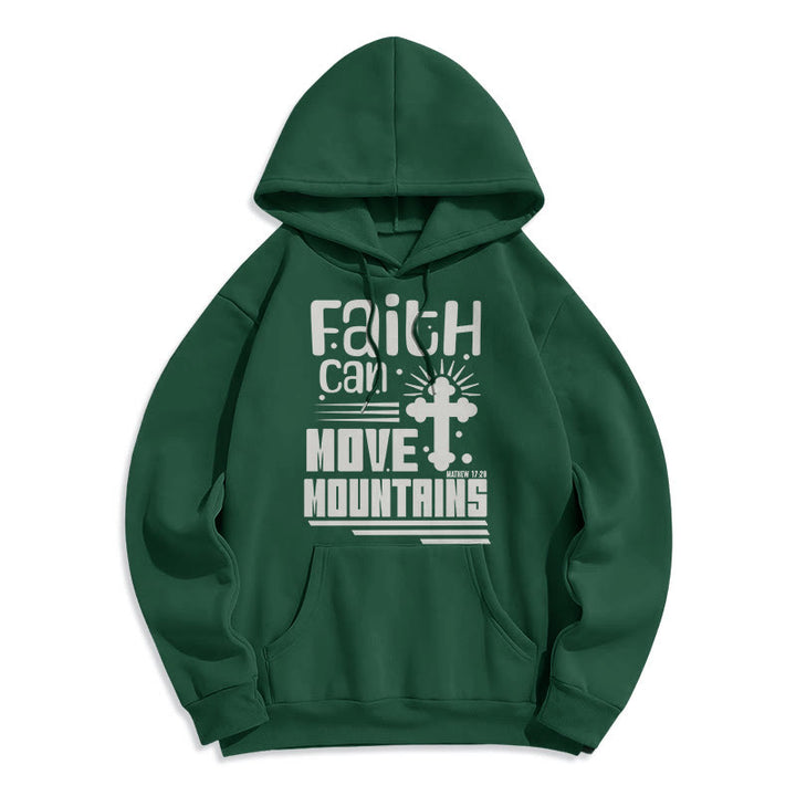 Christianartworkshop Modern Style Faith Can Move Mountains Fleece Lined Polyester Hoodie - Green - 2XL - image 21