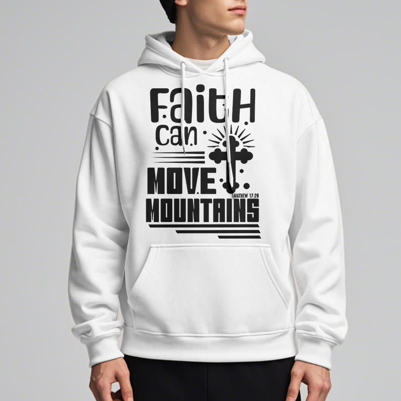 Christianartworkshop Modern Style Faith Can Move Mountains Fleece Lined Polyester Hoodie - image 2