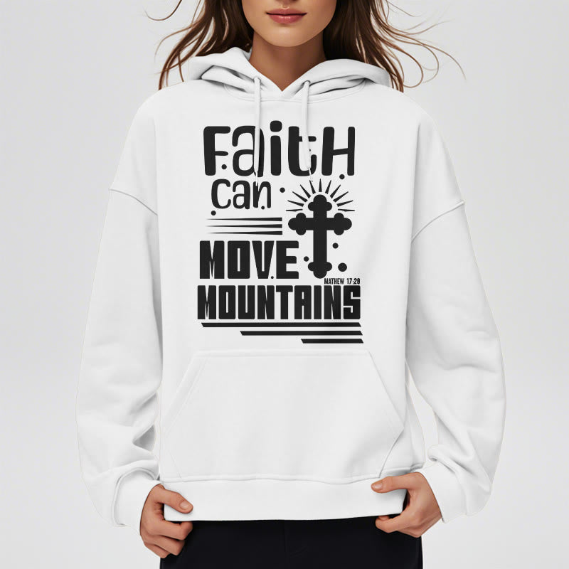 Christianartworkshop Modern Style Faith Can Move Mountains Fleece Lined Polyester Hoodie - image 3
