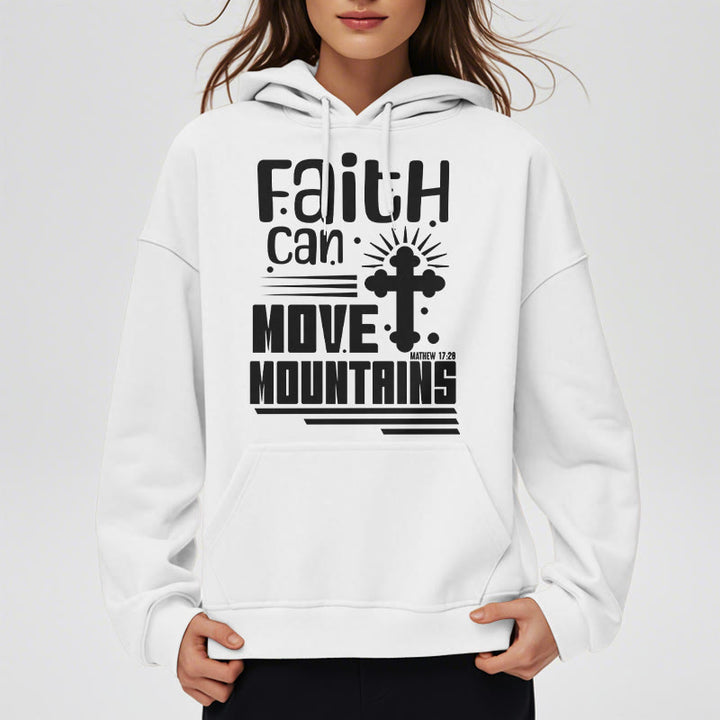 Christianartworkshop Modern Style Faith Can Move Mountains Fleece Lined Polyester Hoodie - image 3