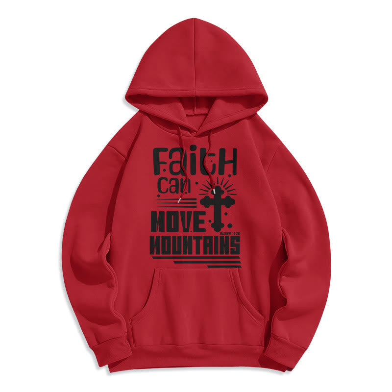 Christianartworkshop Modern Style Faith Can Move Mountains Fleece Lined Polyester Hoodie - Red - 2XL - image 36