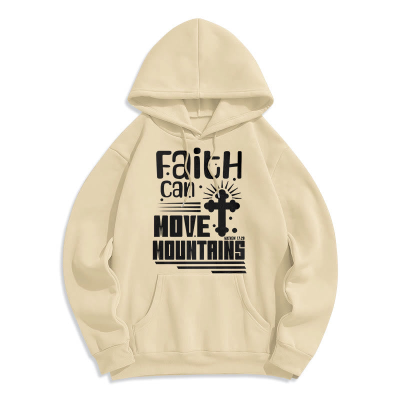 Christianartworkshop Modern Style Faith Can Move Mountains Fleece Lined Polyester Hoodie - Beige - 2XL - image 11