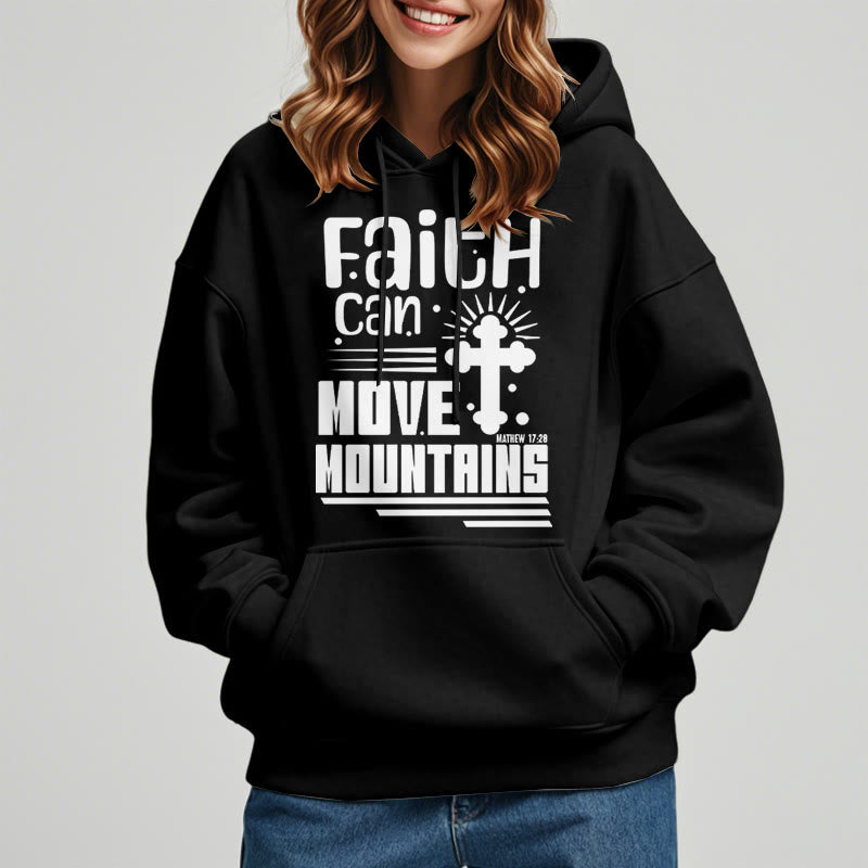 Christianartworkshop Modern Style Faith Can Move Mountains Fleece Lined Polyester Hoodie - image 8