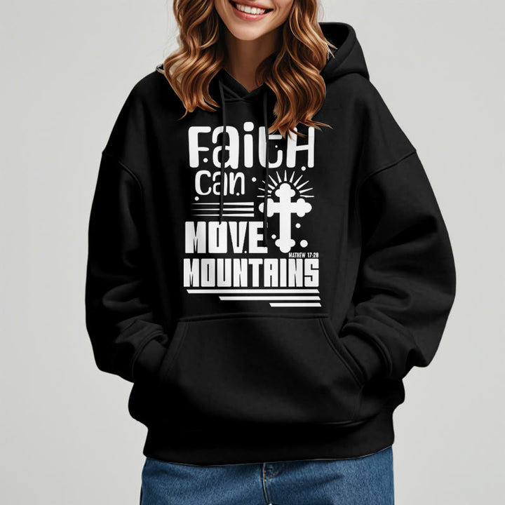 Christianartworkshop Modern Style Faith Can Move Mountains Fleece Lined Polyester Hoodie - image 8