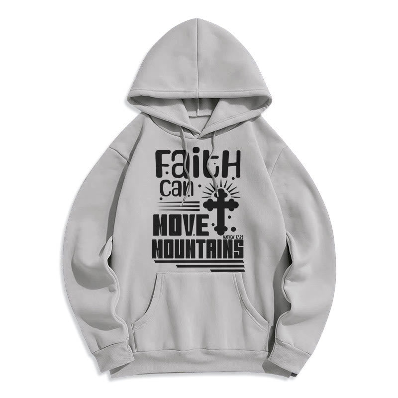 Christianartworkshop Modern Style Faith Can Move Mountains Fleece Lined Polyester Hoodie - Grey - 2XL - image 31