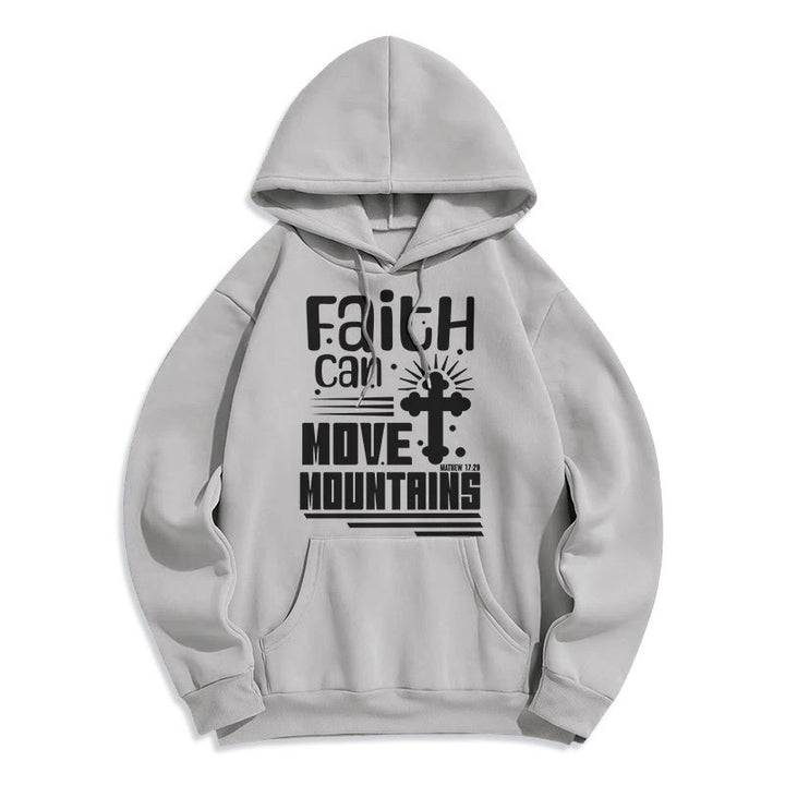 Christianartworkshop Modern Style Faith Can Move Mountains Fleece Lined Polyester Hoodie - Grey - 2XL - image 31