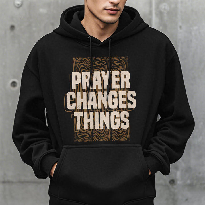 Christianartworkshop Modern Style Prayer Changes Things Fleece Lined Polyester Hoodie - image 3