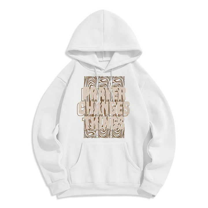 Christianartworkshop Modern Style Prayer Changes Things Fleece Lined Polyester Hoodie - White - 2XL - image 6