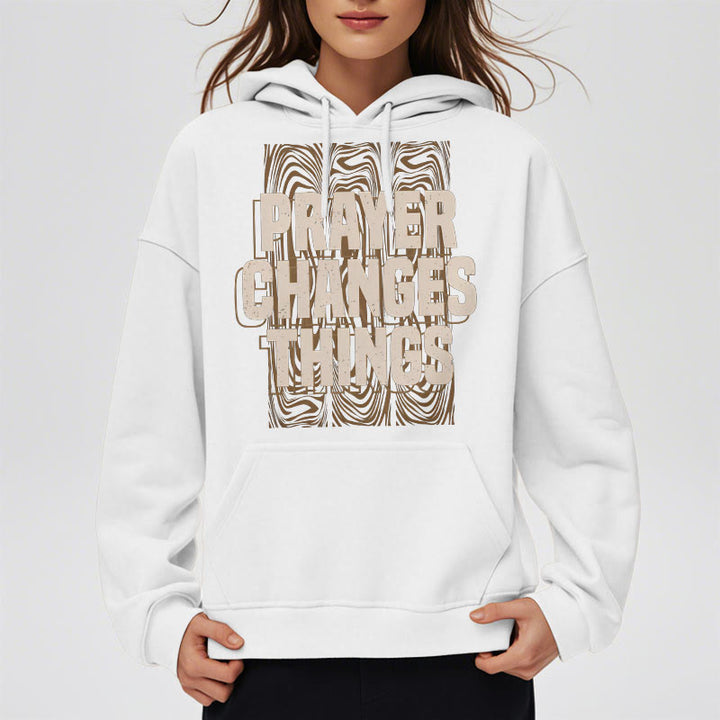 Christianartworkshop Modern Style Prayer Changes Things Fleece Lined Polyester Hoodie - image 9