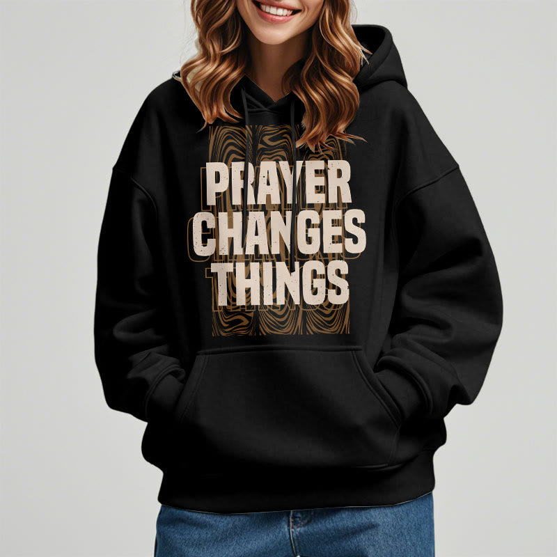 Christianartworkshop Modern Style Prayer Changes Things Fleece Lined Polyester Hoodie - image 2