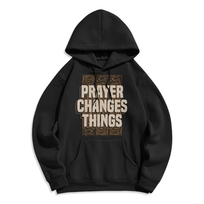 Christianartworkshop Modern Style Prayer Changes Things Fleece Lined Polyester Hoodie - Black - 2XL - image 1