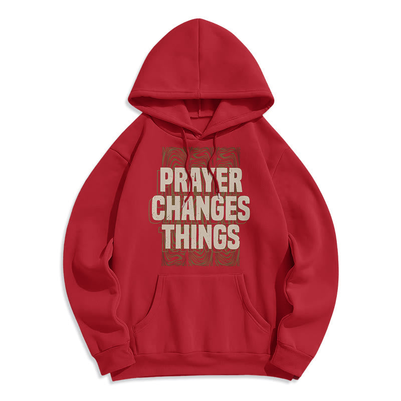 Christianartworkshop Modern Style Prayer Changes Things Fleece Lined Polyester Hoodie - Red - 2XL - image 36