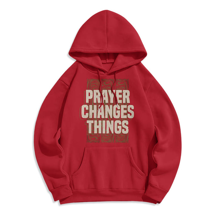 Christianartworkshop Modern Style Prayer Changes Things Fleece Lined Polyester Hoodie - Red - 2XL - image 36
